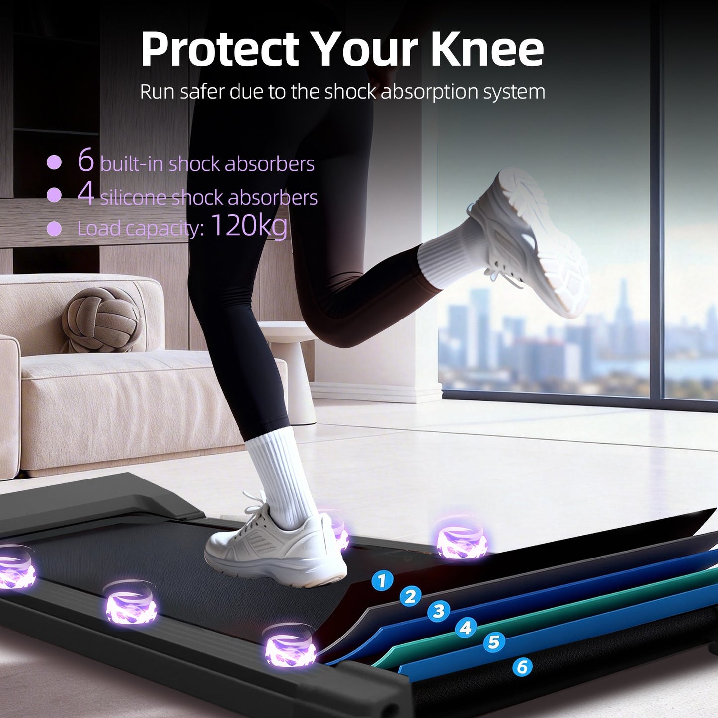 Under Desk Treadmill - 8KM/H Walking Pad Running Machine for Home & Office Use