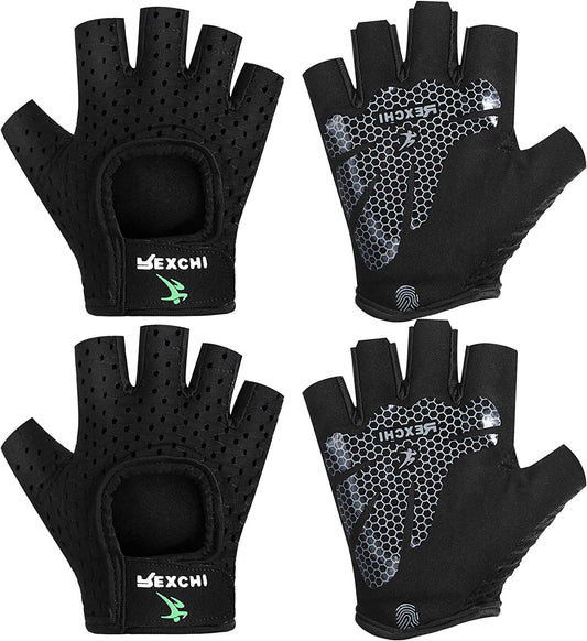 2 Pairs Workout Gloves Adjustable Weight Lifting Gym Exercise Training Breathable Workout Gloves with Full Palm Protection for Men and Women Fitness, Biking, Pull Up