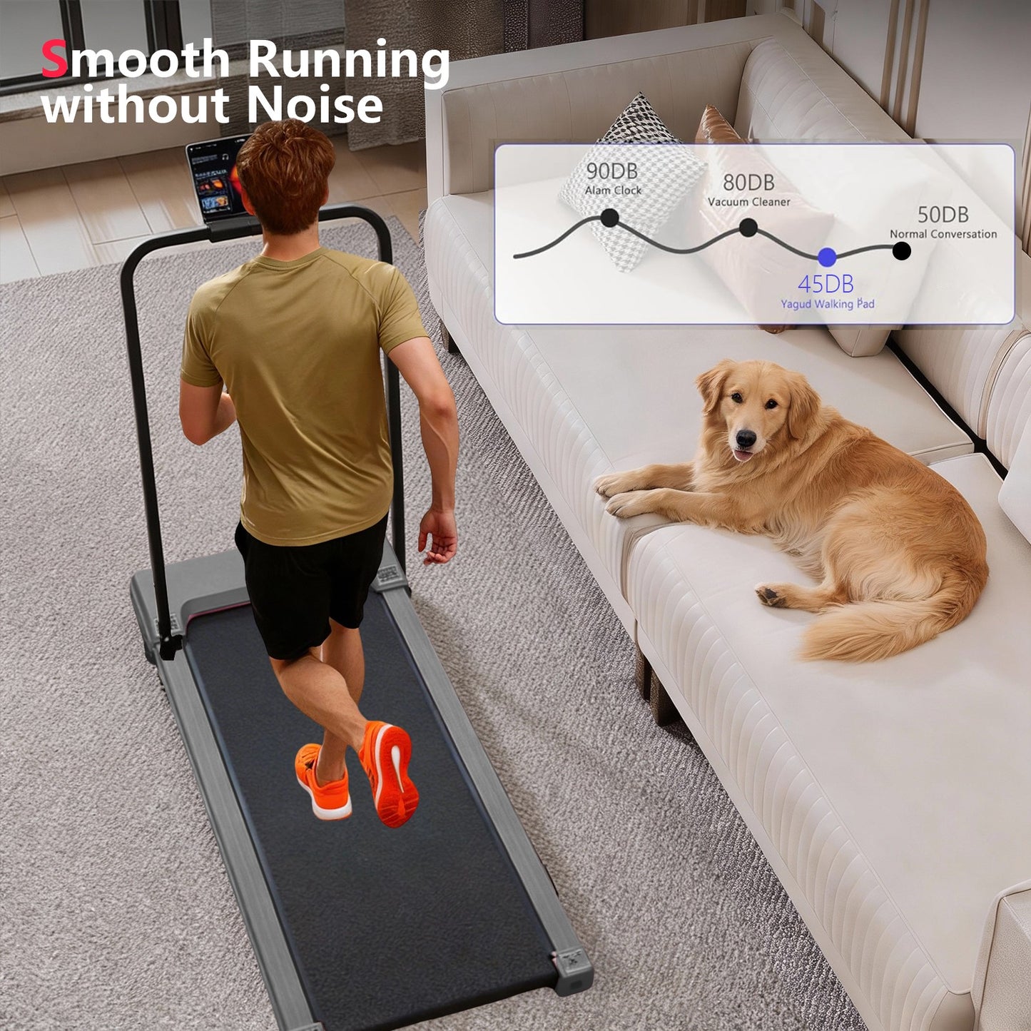 Under Desk Treadmill - 8KM/H Walking Pad Running Machine for Home & Office Use