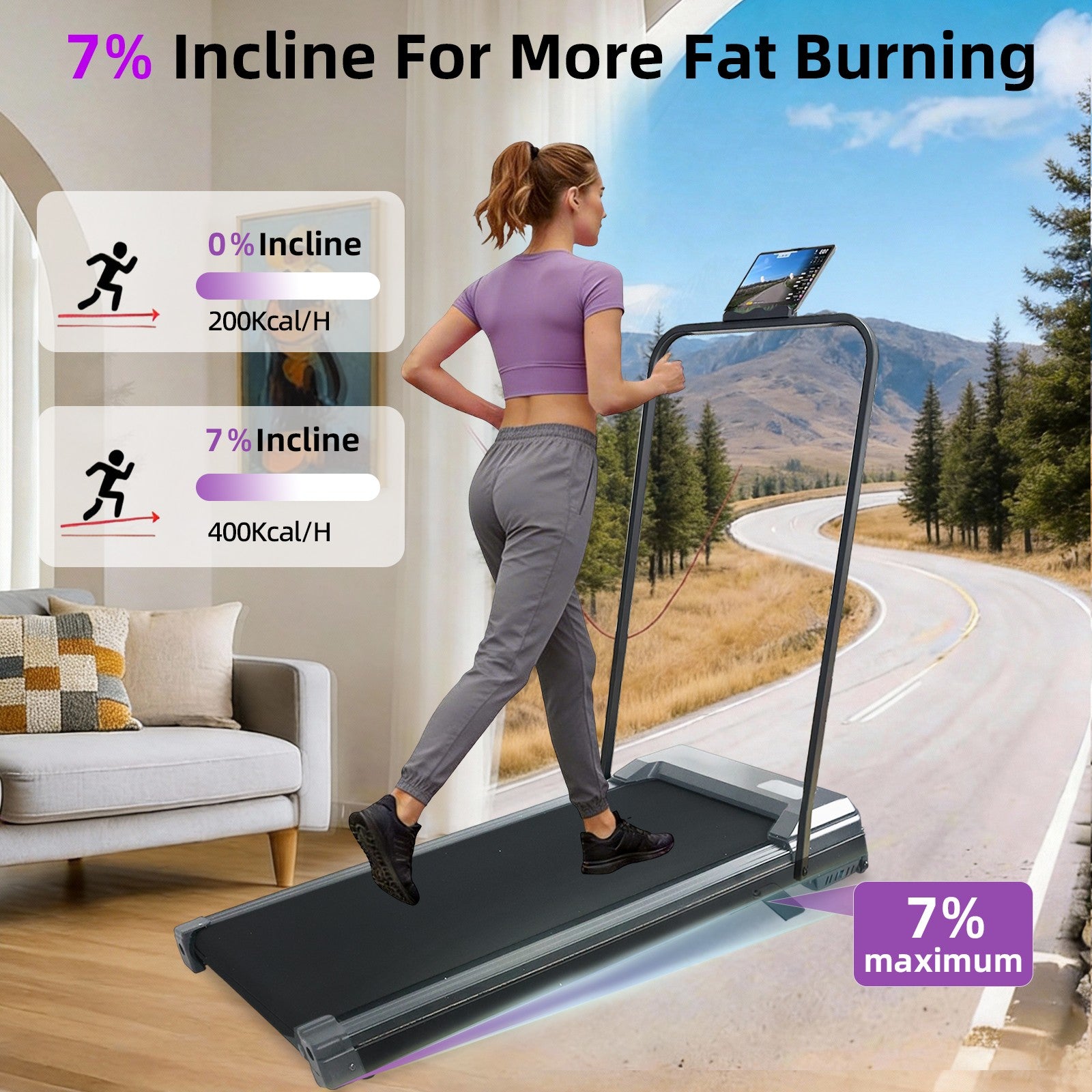 Under Desk Treadmill - 8KM/H Walking Pad Running Machine for Home & Office Use